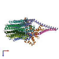 PDB entry 7njw coloured by chain, top view.