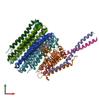PDB entry 7njx coloured by chain, front view.