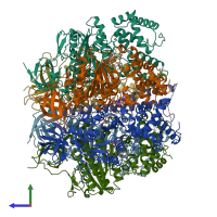 PDB entry 7nkh coloured by chain, side view.