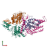 PDB entry 7nnt coloured by chain, front view.