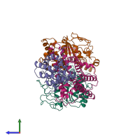 PDB entry 7nnt coloured by chain, side view.