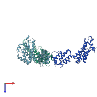 PDB entry 7no1 coloured by chain, top view.