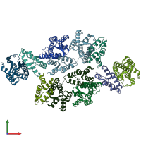 PDB entry 7noc coloured by chain, front view.