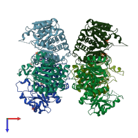 PDB entry 7nor coloured by chain, top view.