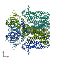 PDB entry 7np3 coloured by chain, front view.