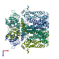 PDB entry 7np3 coloured by chain, top view.