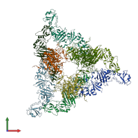 PDB entry 7nps coloured by chain, front view.