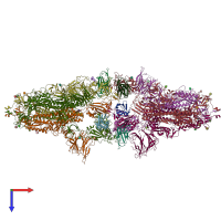 PDB entry 7ns6 coloured by chain, top view.