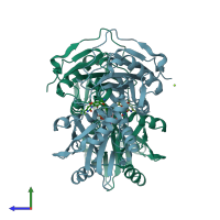 PDB entry 7nwm coloured by chain, side view.