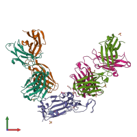 PDB entry 7nx9 coloured by chain, front view.