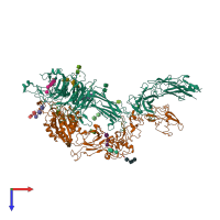 PDB entry 7nxd coloured by chain, top view.