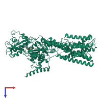 PDB entry 7nxf coloured by chain, top view.