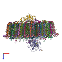 PDB entry 7o0u coloured by chain, top view.