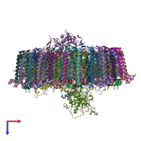 PDB entry 7o0v coloured by chain, top view.