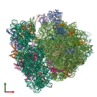 PDB entry 7o1a coloured by chain, front view.