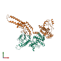 PDB entry 7o2w coloured by chain, front view.
