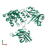 PDB entry 7o4w coloured by chain, front view.