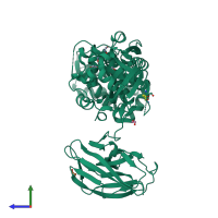 PDB entry 7o4w coloured by chain, side view.