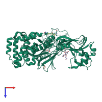 PDB entry 7o4w coloured by chain, top view.