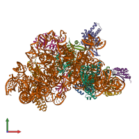 Hetero 15-meric assembly 1 of PDB entry 7o5h coloured by chemically distinct molecules, front view.