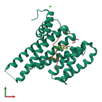 PDB entry 7o6k coloured by chain, front view.