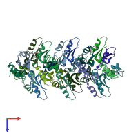 PDB entry 7oag coloured by chain, top view.