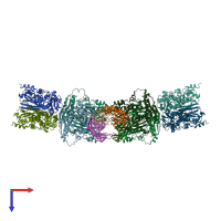 PDB entry 7ock coloured by chain, top view.