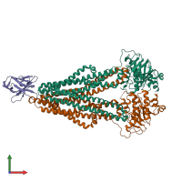 PDB entry 7ocy coloured by chain, front view.