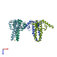 PDB entry 7od8 coloured by chain, top view.