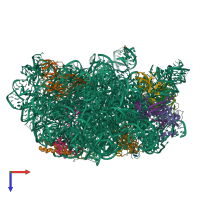 PDB entry 7ode coloured by chain, top view.