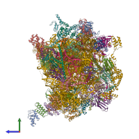 PDB entry 7of3 coloured by chain, side view.