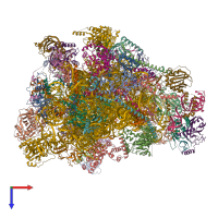 PDB entry 7of3 coloured by chain, top view.