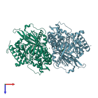 PDB entry 7og2 coloured by chain, top view.