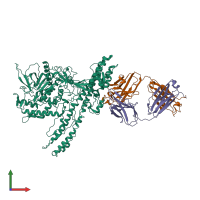 PDB entry 7oh1 coloured by chain, front view.