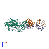 PDB entry 7oh1 coloured by chain, top view.