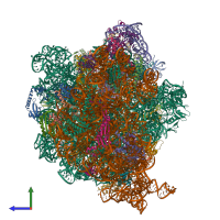 PDB entry 7oif coloured by chain, side view.