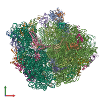 PDB entry 7oj0 coloured by chain, front view.