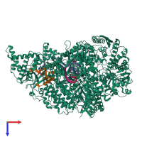 PDB entry 7ojn coloured by chain, top view.