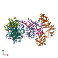 PDB entry 7onu coloured by chain, front view.