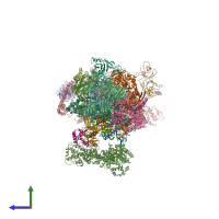 PDB entry 7oop coloured by chain, side view.
