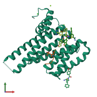 PDB entry 7opw coloured by chain, front view.