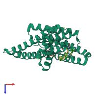 PDB entry 7opw coloured by chain, top view.