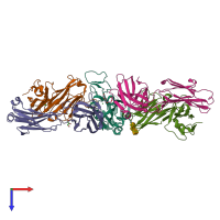 PDB entry 7or9 coloured by chain, top view.