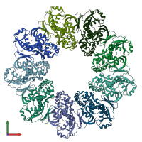 PDB entry 7osl coloured by chain, front view.