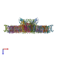 PDB entry 7oui coloured by chain, top view.