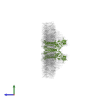 Photosystem II CP47 reaction center protein in PDB entry 7oui, assembly 1, side view.