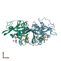 PDB entry 7ovv coloured by chain, front view.