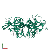 GCN5-related N-acetyltransferase 8 in PDB entry 7ovv, assembly 1, front view.