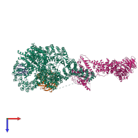 PDB entry 7owg coloured by chain, top view.