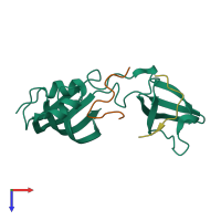 PDB entry 7oxk coloured by chain, top view.